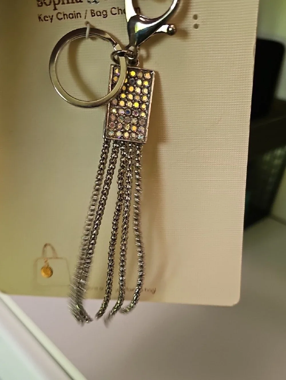 Silver Crystal Tassel Key Chain / Bag Charm